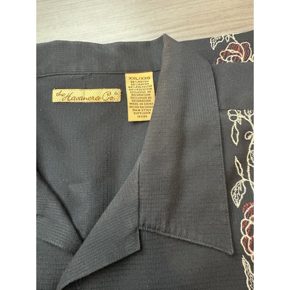 The Havarera Co. Mens Shirt XXL Black with Rose Design-Vintage - Picture 8 of 10
